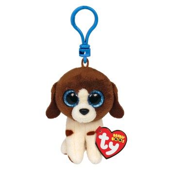 TY Beanie Boos Muddles Χνουδωτό Μπρελόκ Σκυλάκι Καφέ Και Λευκό 8.5εκ