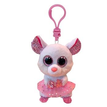 TY Beanie Boos Nina Χνουδωτό Μπρελόκ Ποντικάκι Με Τουτού Λευκό 8.5εκ