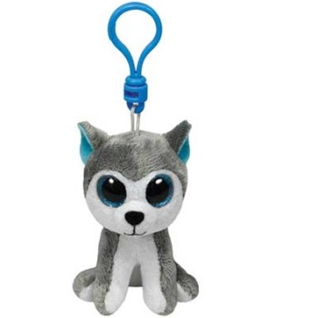 TY Beanie Boos Slush Χνουδωτό Μπρελόκ Σκυλάκι Λευκό Και Γκρι 8.5εκ