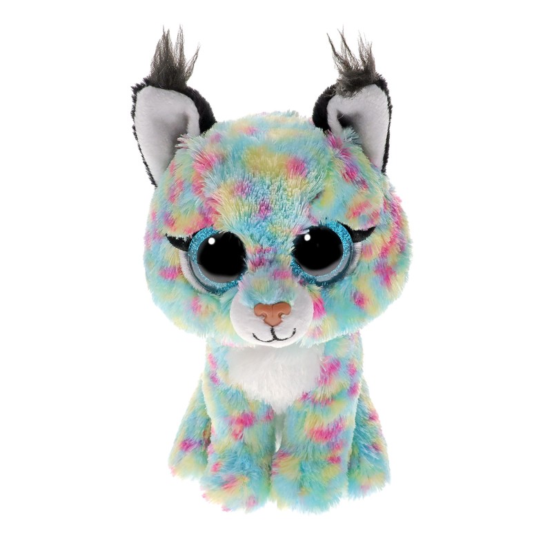ΤΥ Χνουδωτό Beanie Boos Γατούλα Τιρκουάζ με πολύχρωμες βουλίτσες  15εκ