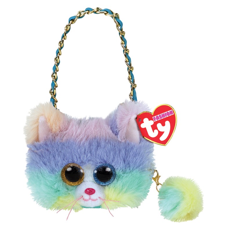 TY Fashion Heather Χνουδωτό Μίνι Τσαντάκι Γατούλα Πολύχρωμη