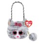 TY Fashion Kiki Χνουδωτό Μίνι Τσαντάκι Γατούλα Γκρι
