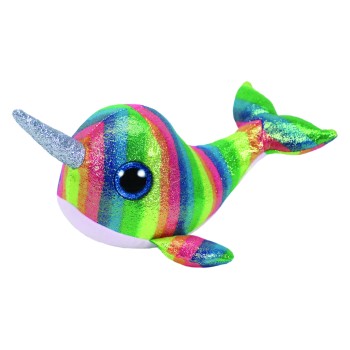 TY Beanie Boos Narwhal Χνουδωτή Φάλαινα Μονόκερος Πολύχρωμη 23εκ