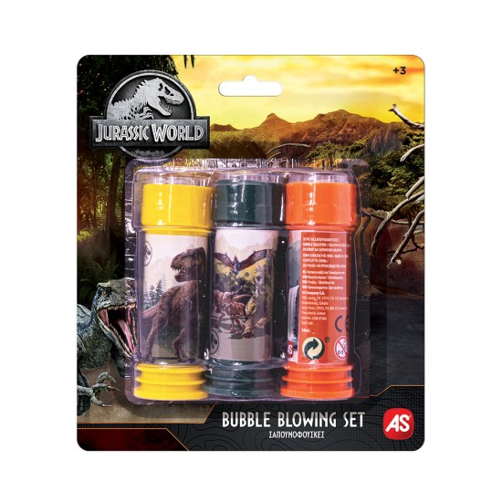 AS 3 Μπουκαλάκια Σαπουνόφουσκες Jurassic World Για 3+ Χρονών