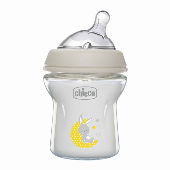 Chicco Γυάλινο Μπιμπερό Natural Feeling Κατά των Κολικών Λευκό 150ml Για 0+ Μηνών Chicco Γυλαλινο Μπιμπερό Natural Feeling Κατά των Κολικών Λευκό 150ml Για 0+ Μηνών