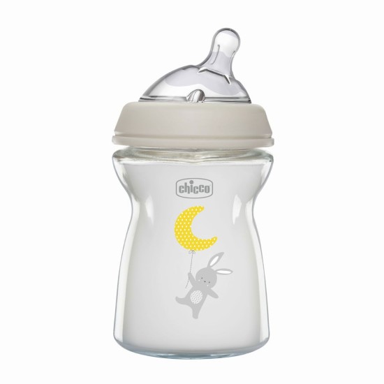 Chicco Γυάλινο Μπιμπερό Natural Feeling Κατά των Κολικών Λευκό 250ml Για 0+ Μηνών Chicco Γυλαλινο Μπιμπερό Natural Feeling Κατά των Κολικών Λευκό 250ml Για 0+ Μηνών