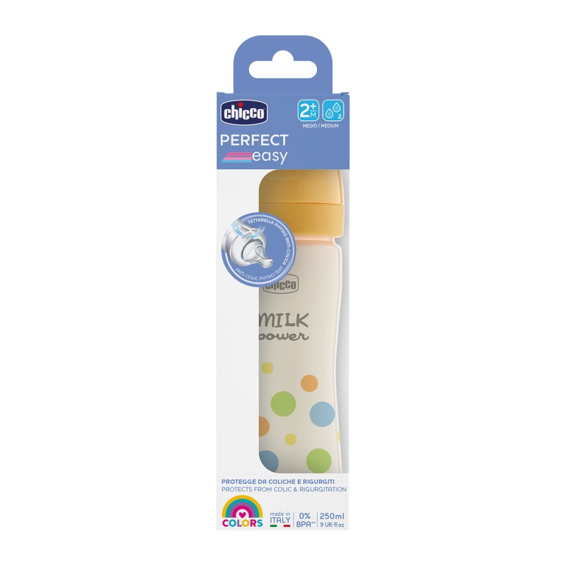 Chicco Πλαστικό Μπιμπερό Perfect Easy Κατά των Κολικών Σιέλ 250ml Για 2+ Μηνών