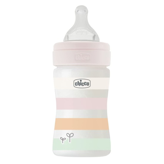 Chicco Πλαστικό Μπιμπερό Well Being Κατά των Κολικών Ροζ 150ml Για 0+ Μηνών