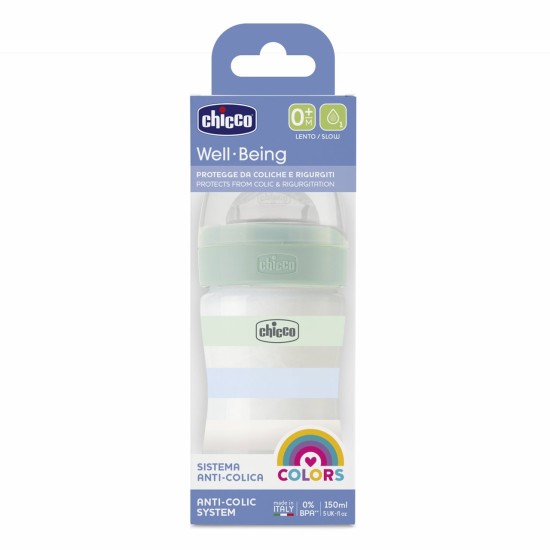 Chicco Πλαστικό Μπιμπερό Well Being Κατά των Κολικών Μπλε 150ml Για 0+ Μηνών Chicco Πλαστικό Μπιμπερό Well Being Κατά των Κολικών Μπλε 150ml Για 0+ Μηνών