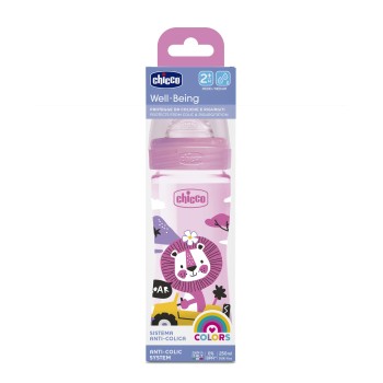Chicco Πλαστικό Μπιμπερό Well Being Κατά των Κολικών Με Θηλή Σιλικόνης Ροζ 250ml Για 2+ Μηνών