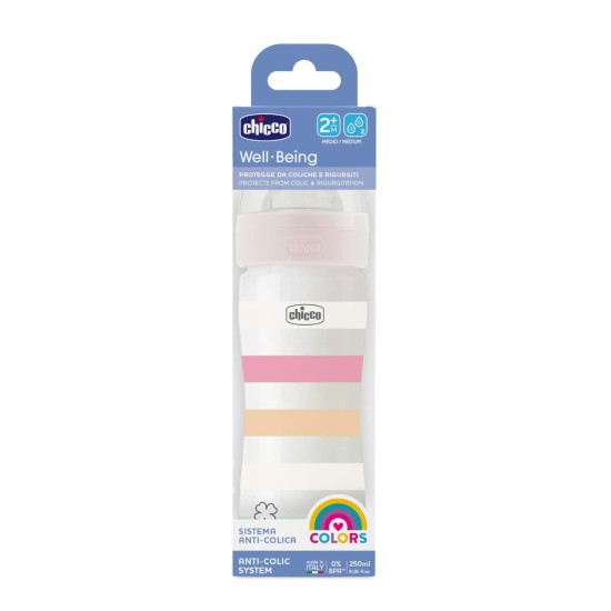 Chicco Πλαστικό Μπιμπερό Well Being Κατά των Κολικών Ροζ 250ml Για 2+ Μηνών Chicco Πλαστικό Μπιμπερό Well Being Κατά των Κολικών Ροζ 250ml Για 2+ Μηνών