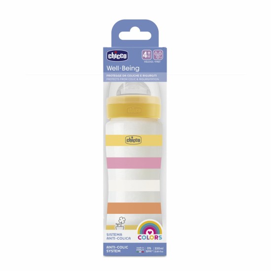 Chicco Πλαστικό Μπιμπερό Well Being Κατά των Κολικών Ροζ 330ml Για 4+ Μηνών Chicco Πλαστικό Μπιμπερό Well Being Κατά των Κολικών Ροζ 330ml Για 4+ Μηνών