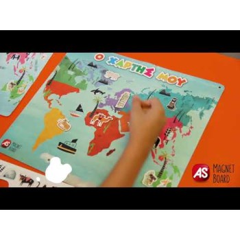 AS Magnet Box Παγκόσμιος Χάρτης 45 Εκπαιδευτικοί Χάρτινοι Μαγνήτες Για 3+ Χρονών
