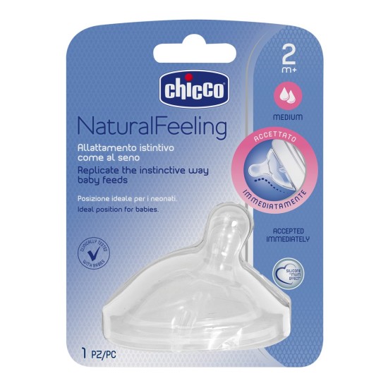 Chicco Θηλή από Σιλικόνη Natural Feeling Μέτριας Ροής Για 2+ Μηνών Chicco Θηλή από Σιλικόνη Natural Feeling Μέτριας Ροής Για 2+ Μηνών
