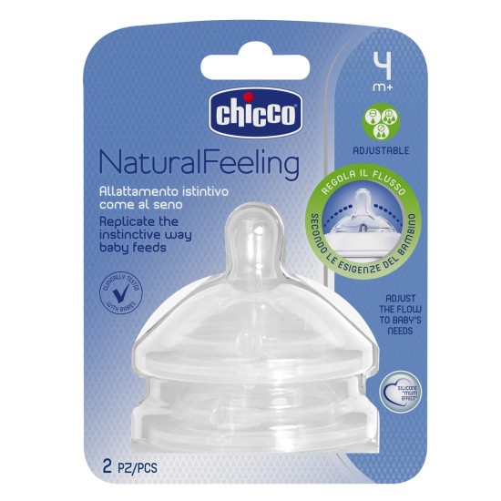 Chicco Θηλή από Σιλικόνη Natural Feeling Ρυθμιζόμενης Ροής Για 4+ Μηνών 2τμχ Chicco Θηλή από Σιλικόνη Natural Feeling Ρυθμιζόμενης Ροής Για 4+ Μηνών 2τμχ