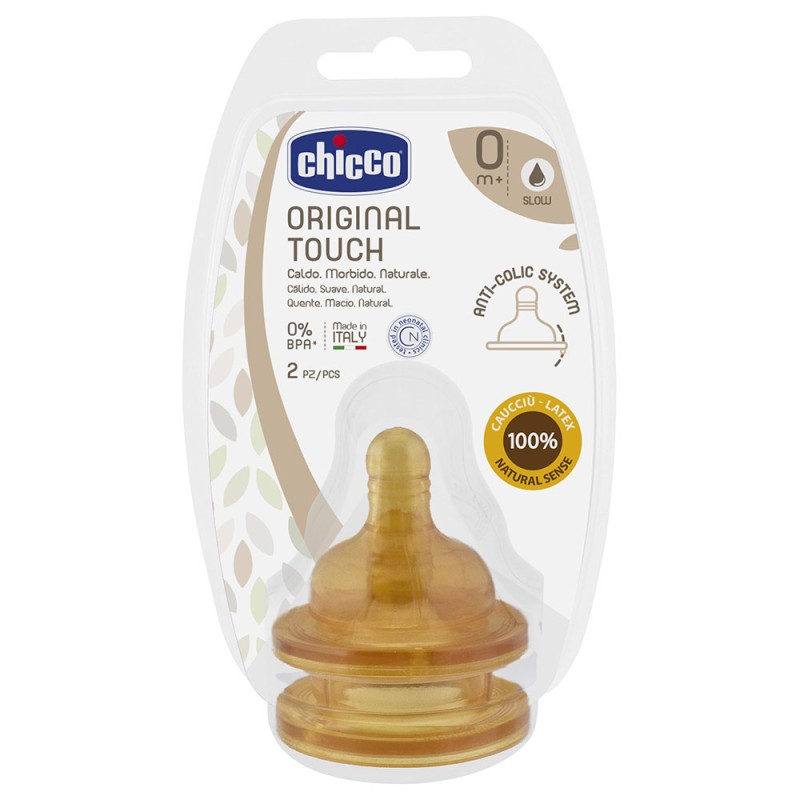 Chicco Θηλή από Καουτσούκ Original Touch Κανονικής Ροής Για 0+ Μηνών 2τμχ