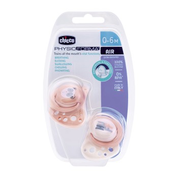 Chicco Πιπίλες Air PhysioForma Μπεζ - Ροζ Για 0-6 Μηνών 2τμχ