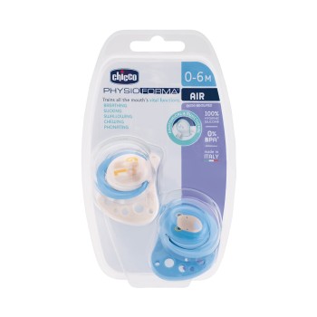 Chicco Πιπίλες Air PhysioForma Μπεζ - Σιέλ Για 0-6 Μηνών 2τμχ
