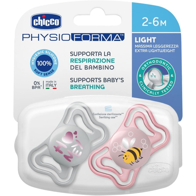 Chicco Πιπίλες Light PhysioForma Ροζ Για 2-6 Μηνών 2τμχ