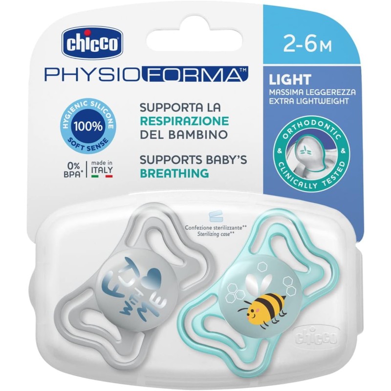 Chicco Πιπίλες Light PhysioForma Σιέλ Για 2-6 Μηνών 2τμχ