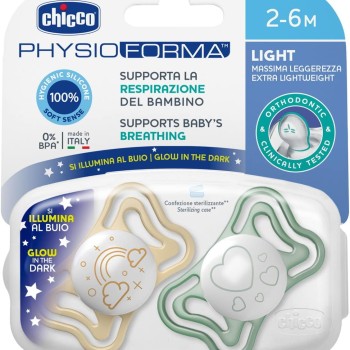 Chicco Πιπίλες Light PhysioForma Νύχτας Για 2-6 Μηνών 2τμχ
