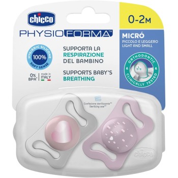 Chicco Πιπίλες Micro PhysioForma Ροζ Για 0-2 Μηνών 2τμχ