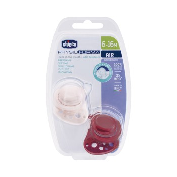 Chicco Πιπίλες Air PhysioForma Μπεζ - Μπορντό Για 6-16 Μηνών 2τμχ