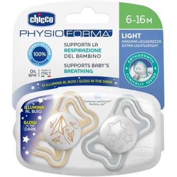 Chicco Πιπίλες Light PhysioForma Νύχτας Για 6-16 Μηνών 2τμχ