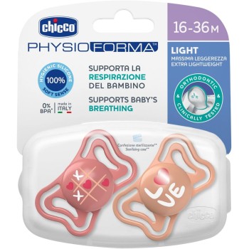 Chicco Πιπίλες Light PhysioForma Ροζ Για 16-36 Μηνών 2τμχ