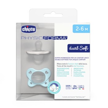 Chicco Πιπίλες Όλο Σιλικόνη PhysioForma Dual Soft Σιέλ Για 2-6 Μηνών 2τμχ