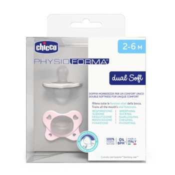 Chicco Πιπίλες Όλο Σιλικόνη PhysioForma Dual Soft Ροζ Για 2-6 Μηνών 2τμχ