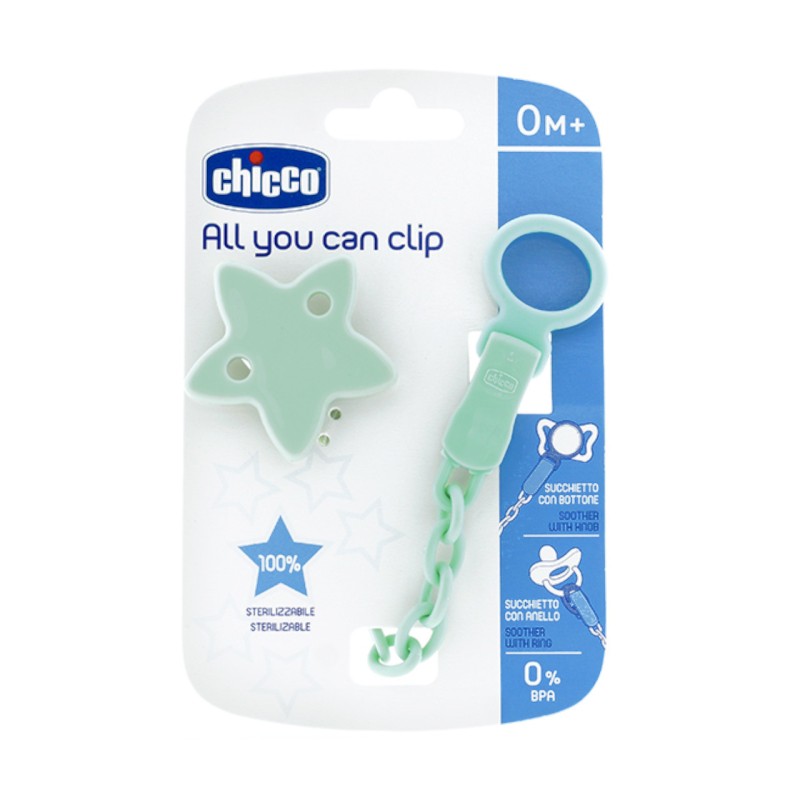 Chicco Κλιπ Πιπίλας Αστέρι Με Αλυσίδα Για 0+ Μηνών