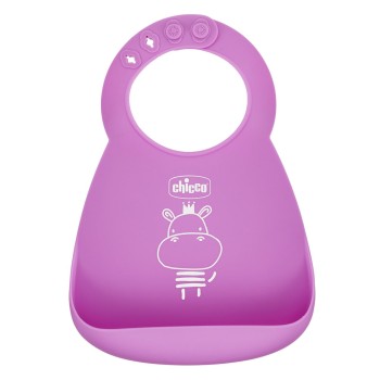 Chicco Σαλιάρα Σιλικόνης για Ψίχουλα Ροζ