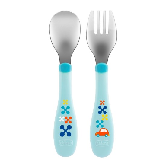 Chicco Βρεφικό Σετ Πιρούνι - Κουτάλι Μπλε Για 18+ Μηνών Chicco Βρεφικό Σετ Πιρούνι - Κουτάλι Μπλε Για 18+ Μηνών