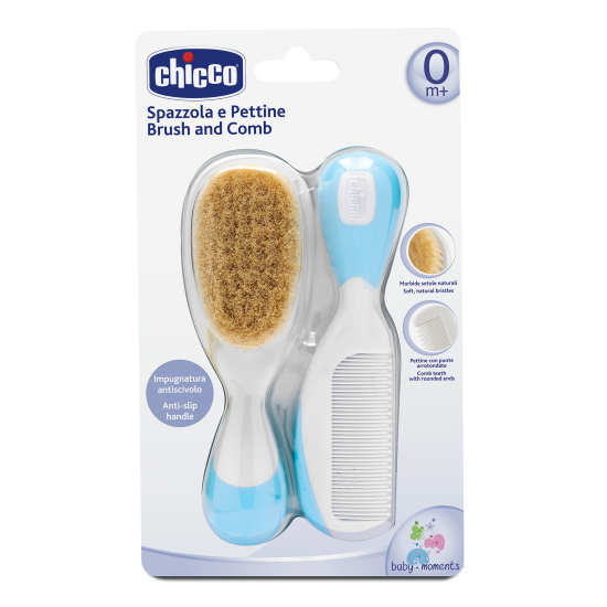 Chicco Βρεφική Βούρτσα και Χτένα Από Φυσική Τρίχα Σιέλ Για 0+ Μηνών Chicco Βρεφική Βούρτσα και Χτένα Από Φυσική Τρίχα Σιέλ Για 0+ Μηνών