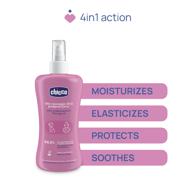 Chicco Λάδι για Μασάζ 4 σε 1 - Για Πριν και Μετά τη Γέννα
