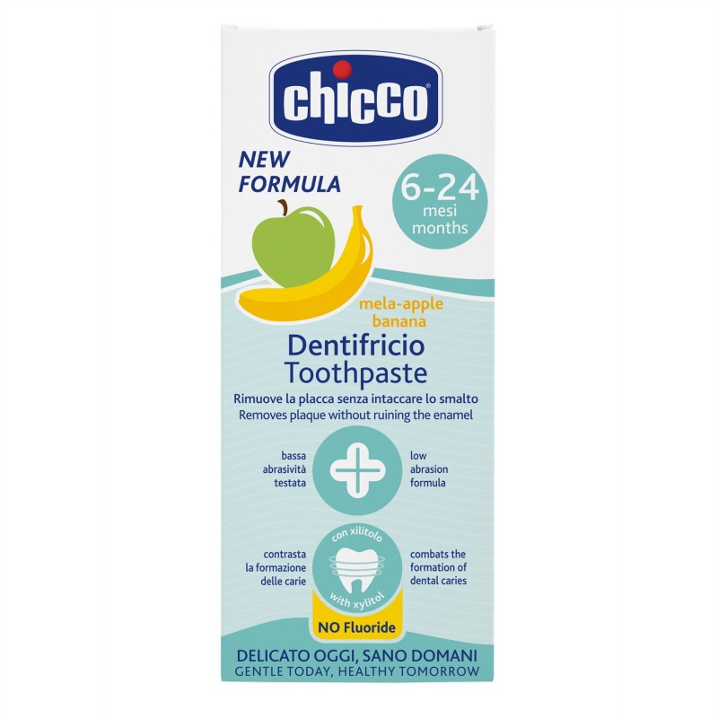 Chicco Οδοντόκρεμα Μήλο-Μπανάνα 50ml Χωρίς Φθόριο Για 6-24 Μηνών