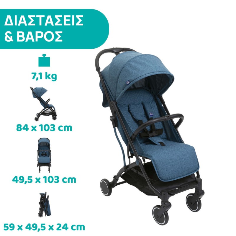 Chicco Καρότσι Μωρού TrolleyMe Calypso Blue για Παιδί έως 15kg