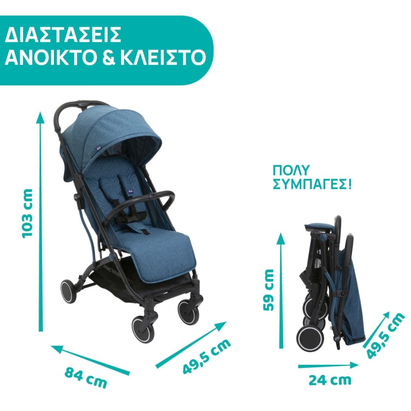 Chicco Καρότσι Μωρού TrolleyMe Calypso Blue για Παιδί έως 15kg