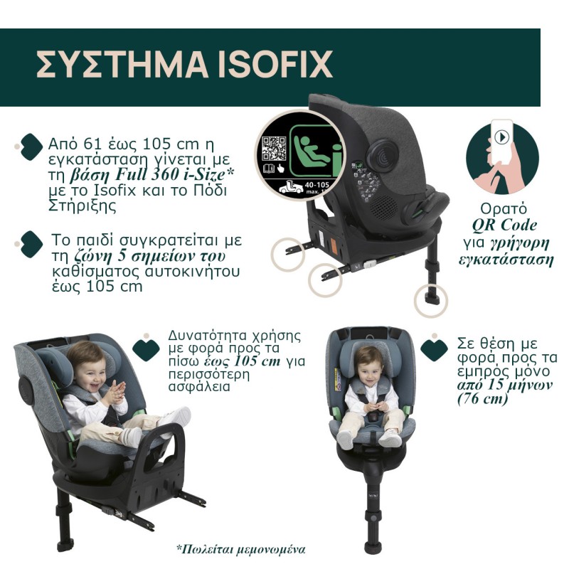 Chicco Καθισματάκι Αυτοκινήτου Bi-Seat i-Size Air Χωρίς Βάση για Παιδί 61-150 cm Black