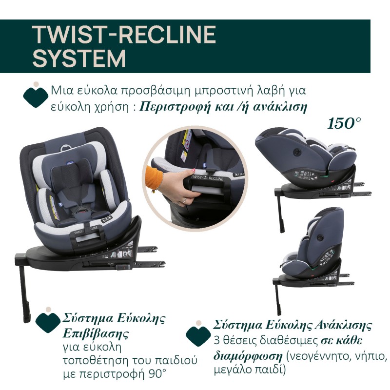 Chicco Καθισματάκι Αυτοκινήτου Everone i-Size για Παιδί 40-150 cm Ασημί - Μπλε