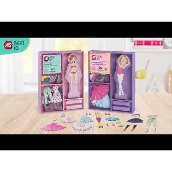AS Magnet Box Fashion Girl Dress-Up 40 Εκπαιδευτικοί Ξύλινοι Μαγνήτες Για 3+ Χρονών