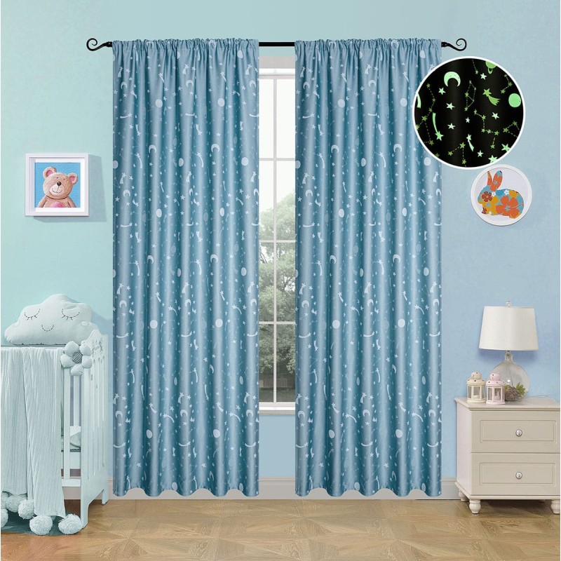 Beauty Home Κουρτίνα φωσφορίζουσα με τρέσα Art 6141 140x270 Σιέλ