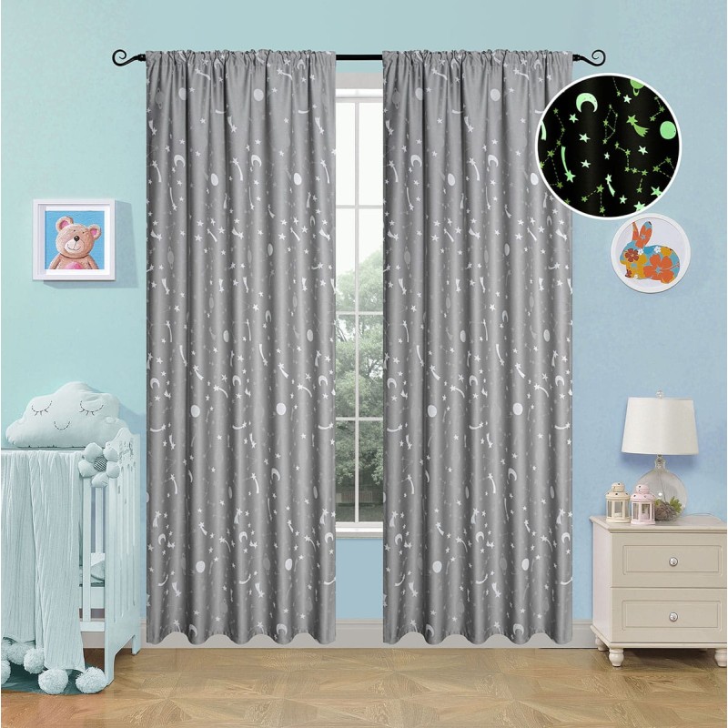 Beauty Home Κουρτίνα φωσφορίζουσα με τρέσα Art 6141 140x270 Γκρι