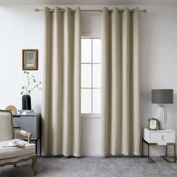 Beauty Home Κουρτίνα Blackout σκίασης με 8 κρίκους Ideal Art 8400 140x270 Άμμου