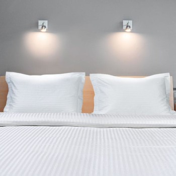 Beauty Home Παπλωματοθήκη ξενοδοχείου υπέρδιπλη Ribbon Art Ε1237 230TC Satin Stripe Percal Pennie 70%Cot-30%Pol 235x245 Λευκό