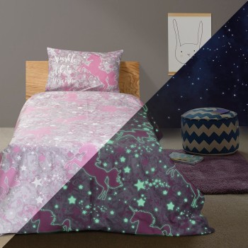 Beauty Home Σεντόνι μονό φωσφοριζέ με μαξιλαροθήκη Centaur Art 6177 170x240 Γκρι