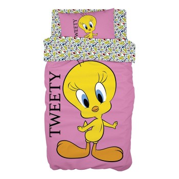 Beauty Home Σετ σεντόνια μονά Art 6190 Tweety 165x250 Ροζ