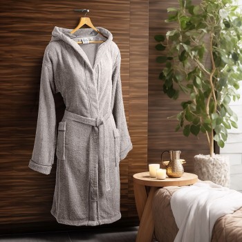 Beauty Home Μπουρνούζι με κουκούλα Art 3423 Γκρι