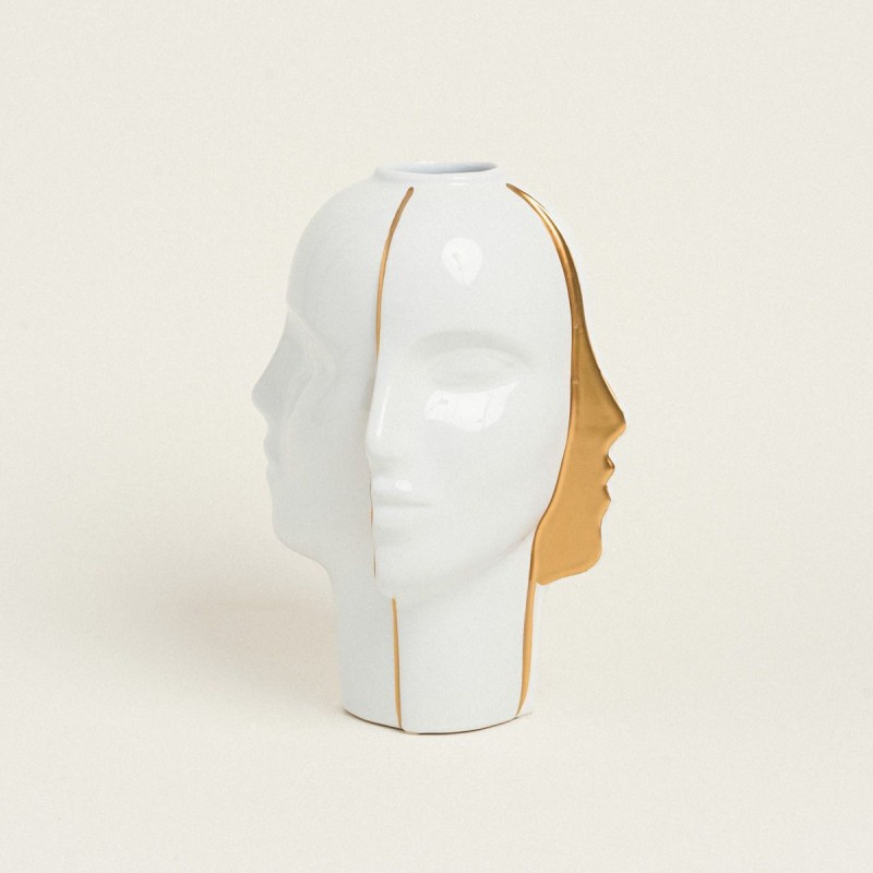 Beauty Home ΒΑΖΟ ΠΡΟΣΩΠΑ ΛΕΥΚΟ ΧΡΥΣΟ 30 cm